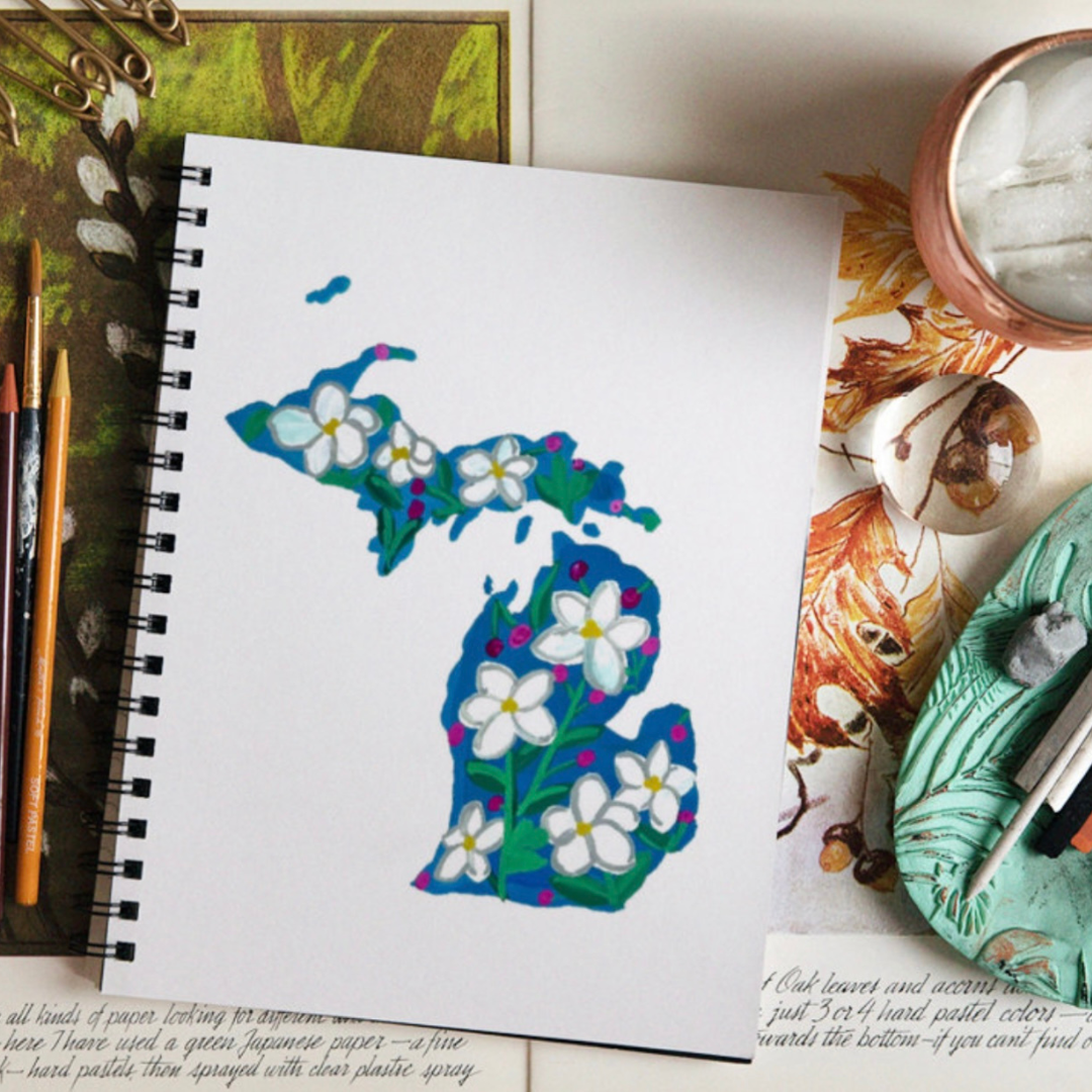 Michigan State Flower Spiral Lined Notebook