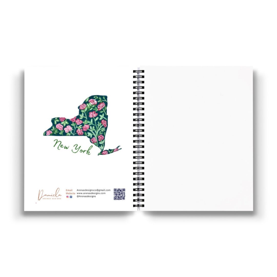 New York State Flower Spiral Lined Notebook