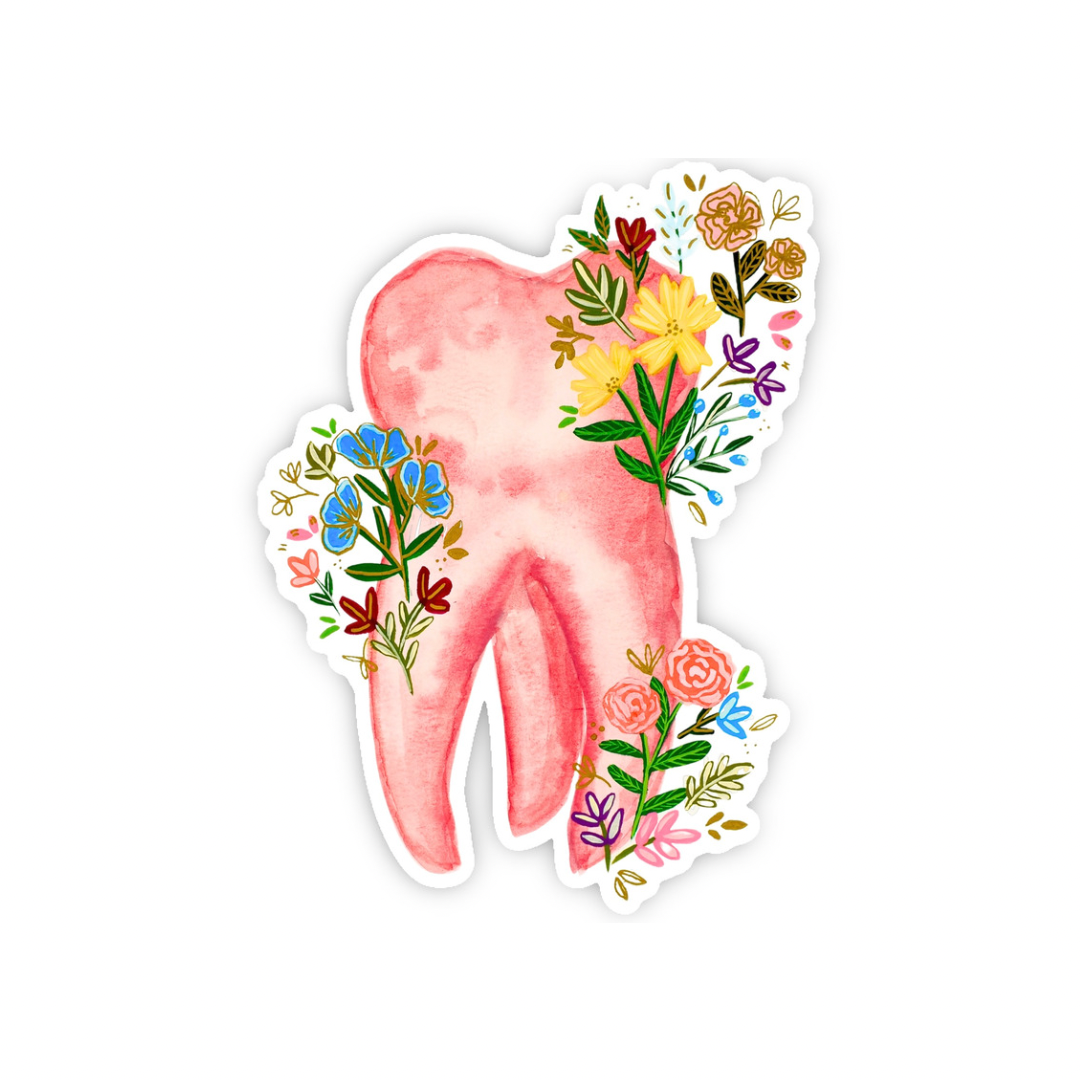 Tooth Medicine & Flowers Sticker
