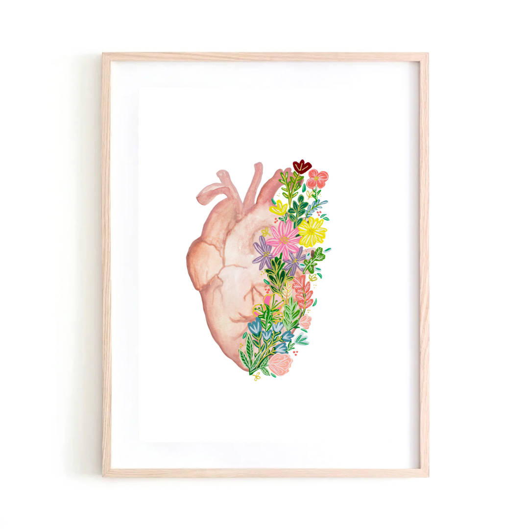 Heart Medicine & Flowers art print