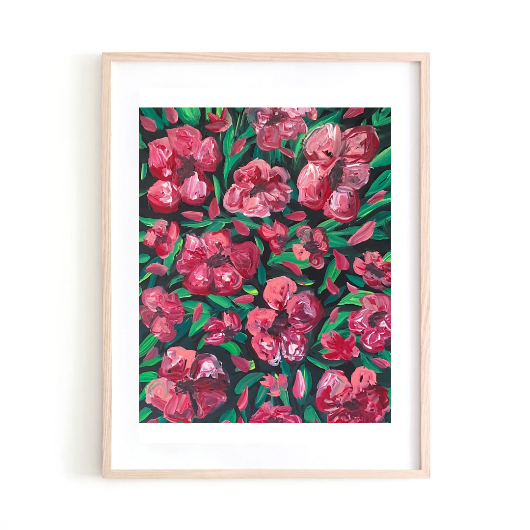 Pink & White Flowers art print
