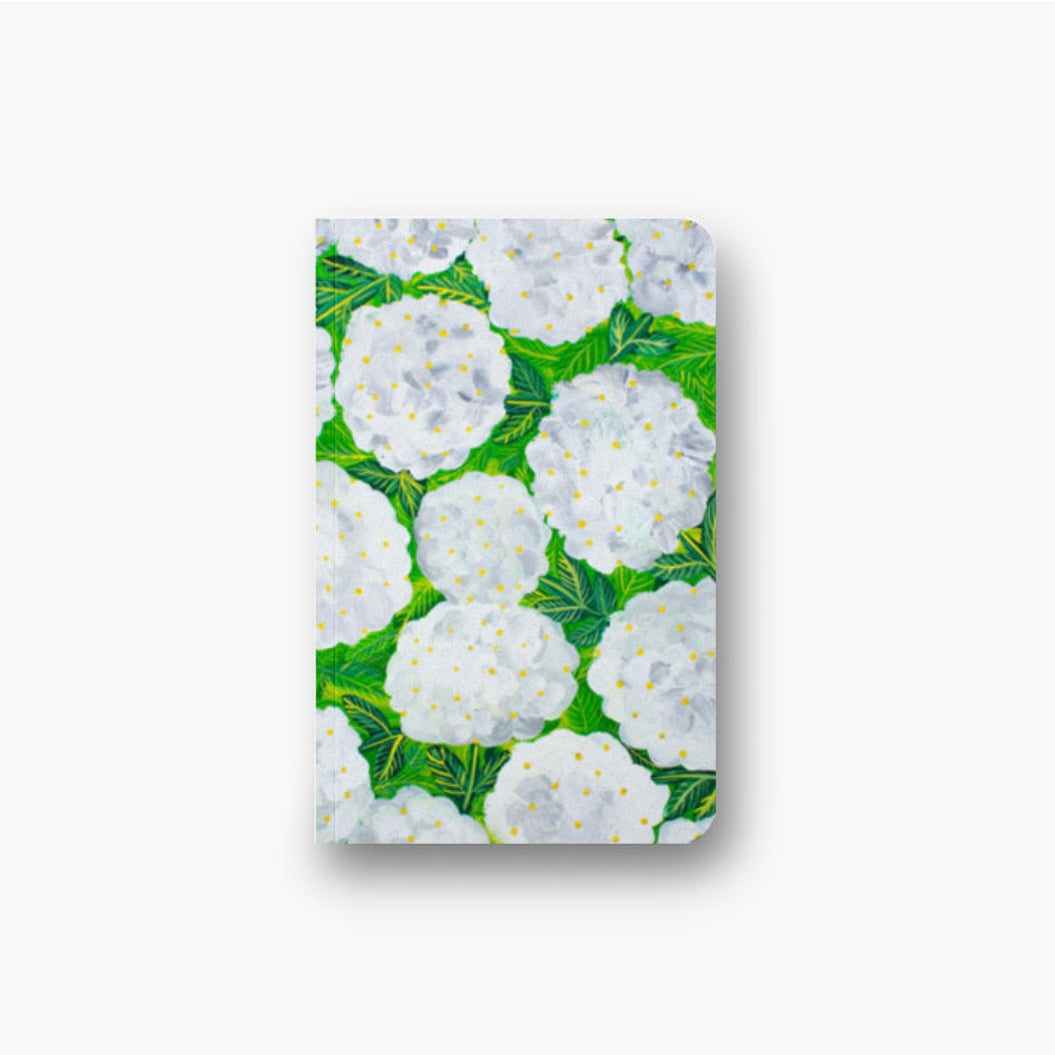 White Hydrangea Layflat Lined Notebook