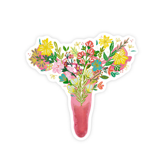 Uterus Medicine & Flowers Sticker