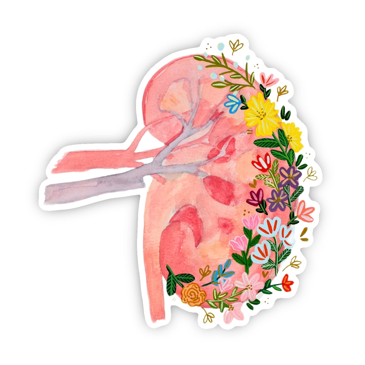 Kidney Medicine & Flowers Sticker