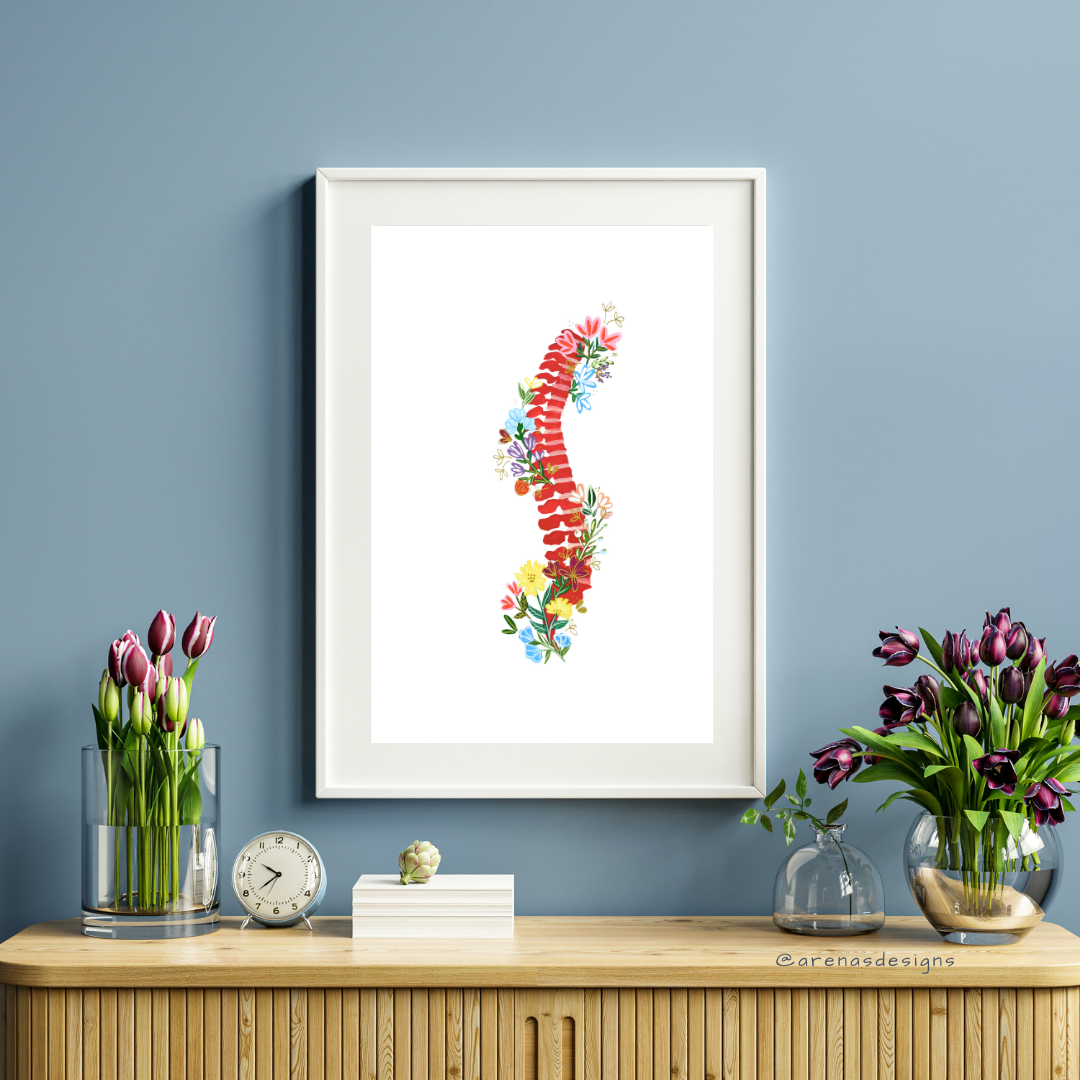 Spine Medicine & Flowers art print