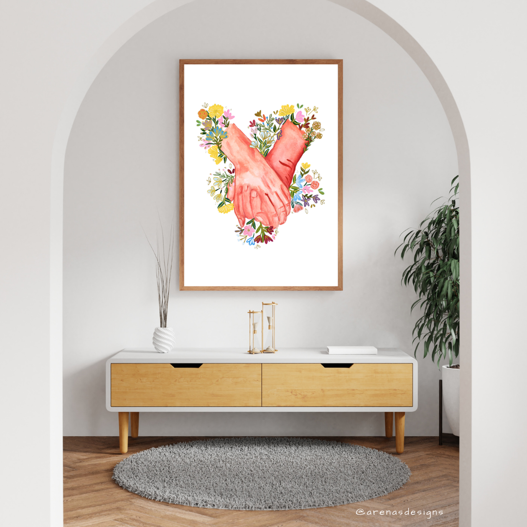 Hands Medicine & Flowers art print