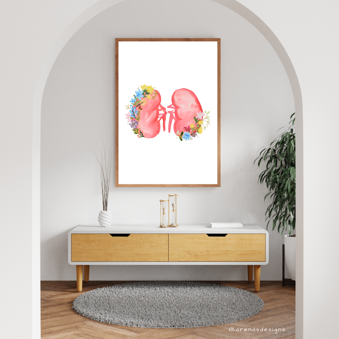 Kidney 2 Medicine & Flowers art print