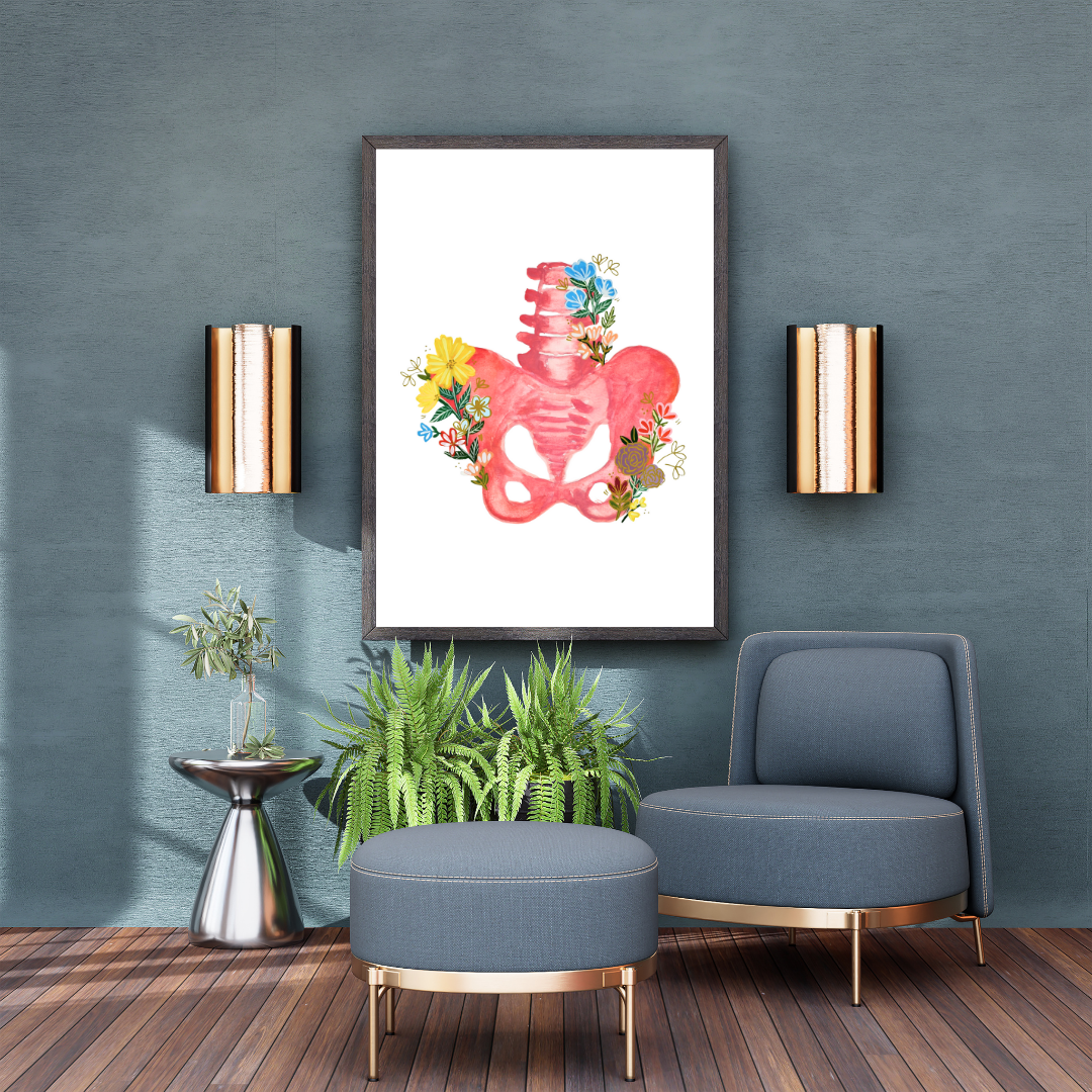 Pelvis Medicine & Flowers art print