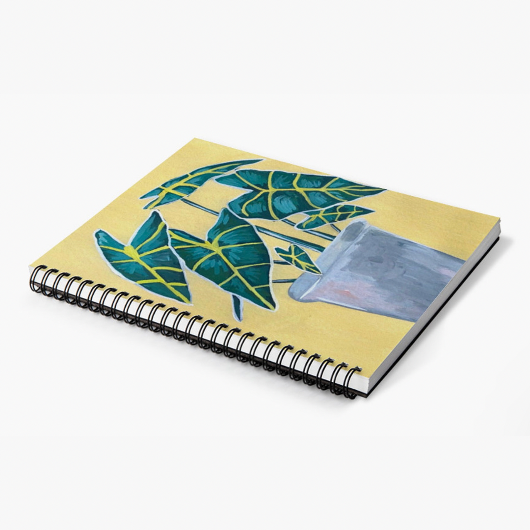 Alocasia on Yellow Spiral Lined Notebook