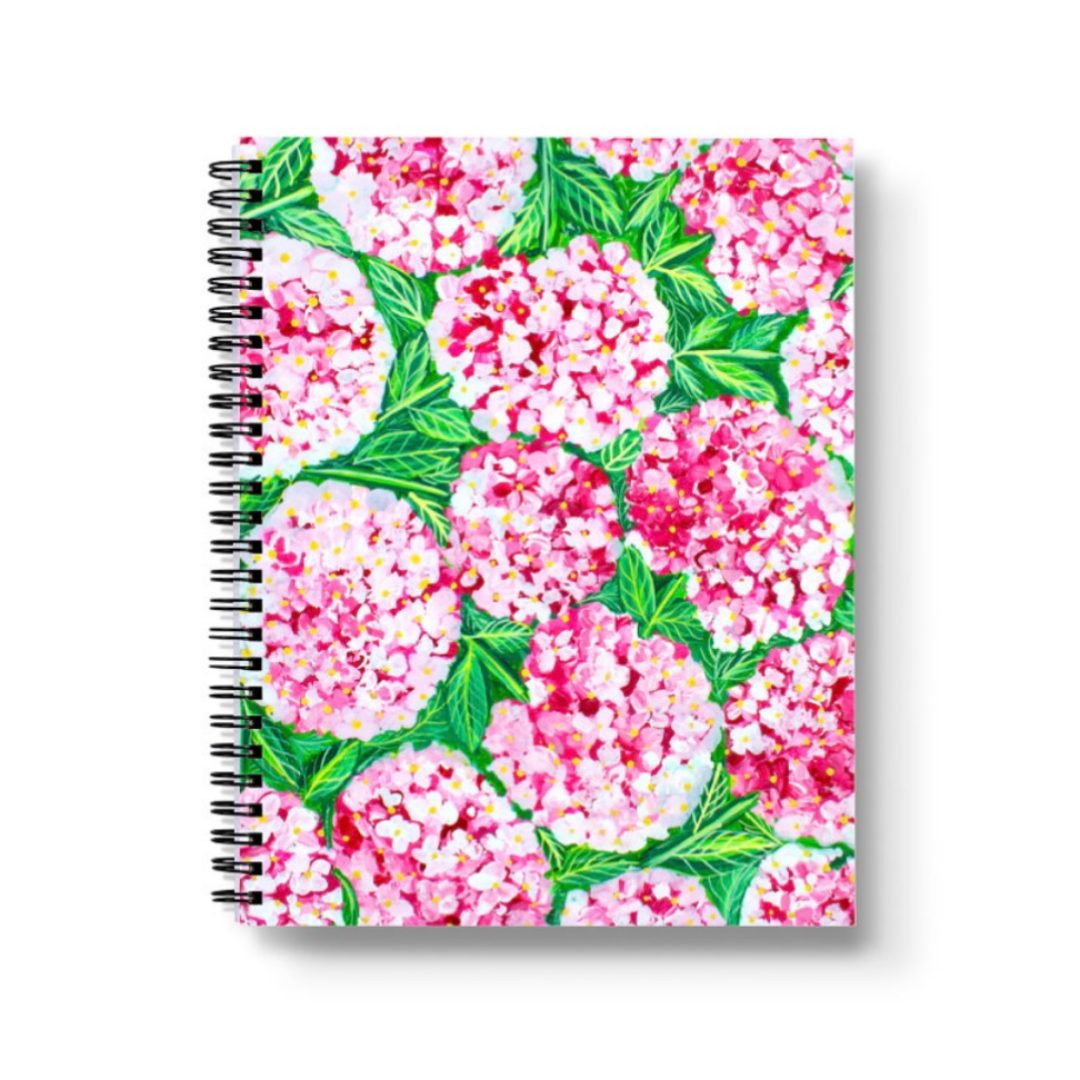 Red Hydrangea Spiral Lined Notebook