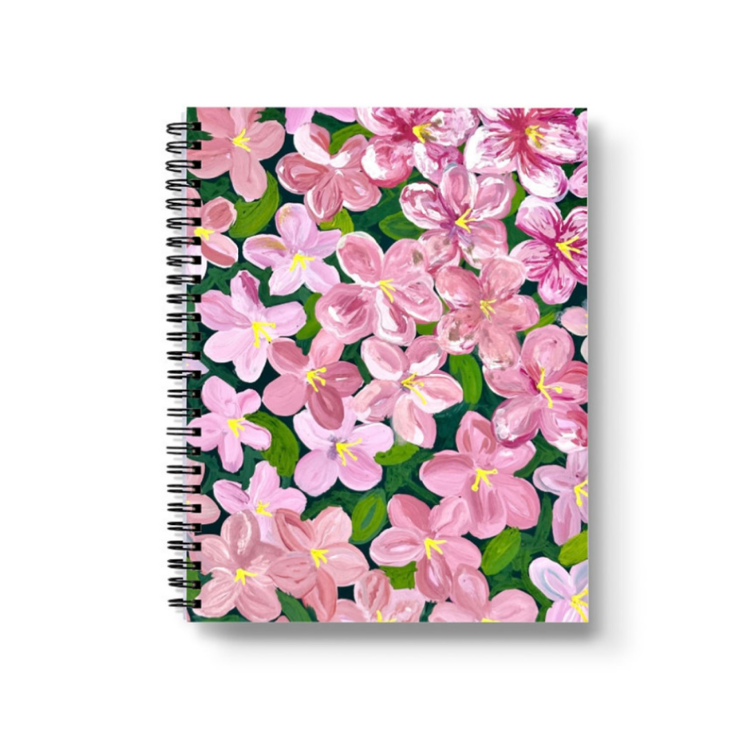 Azalea Pink Flowers Spiral Lined Notebook