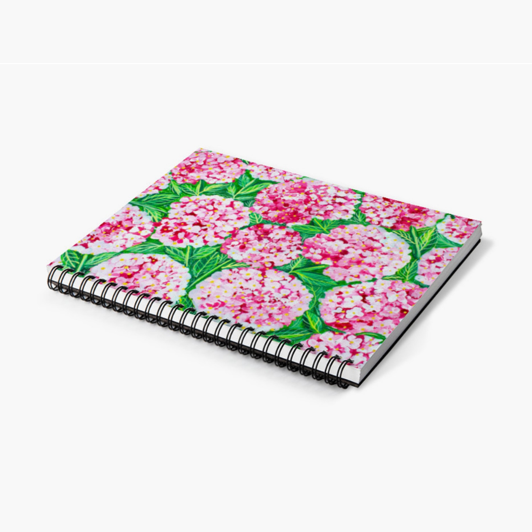 Red Hydrangea Spiral Lined Notebook