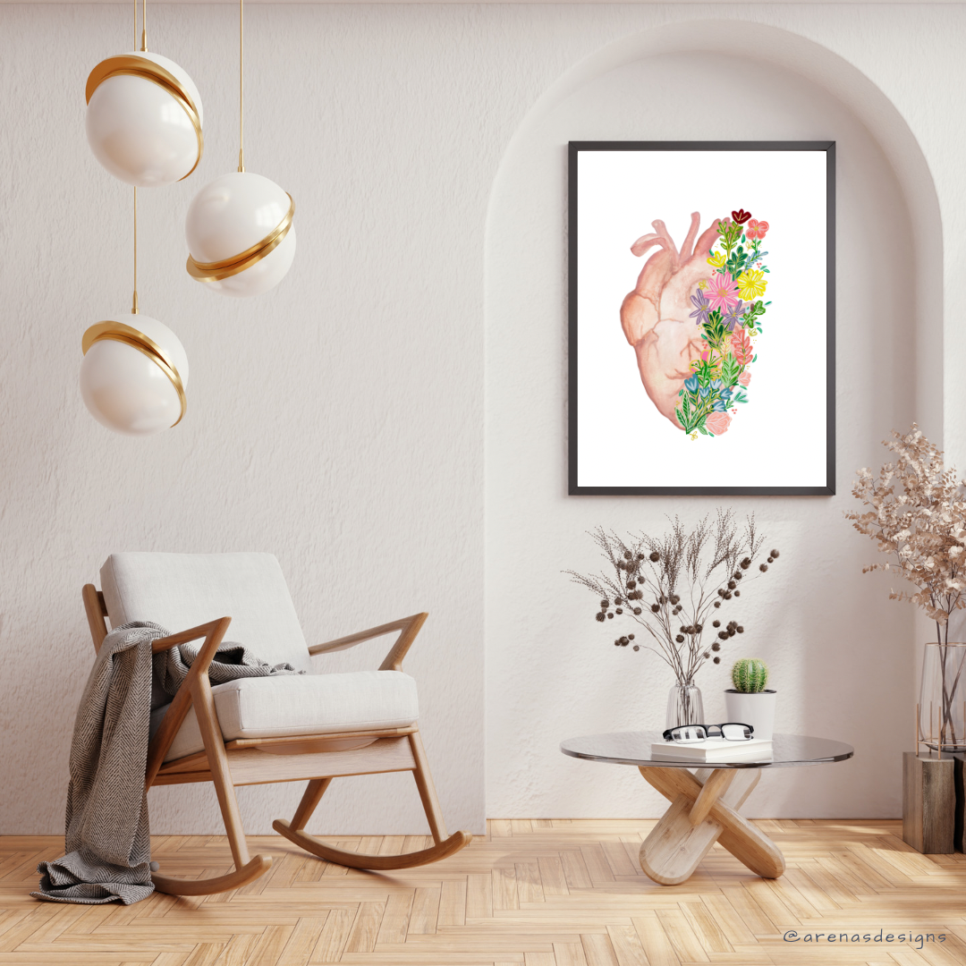 Heart Medicine & Flowers art print