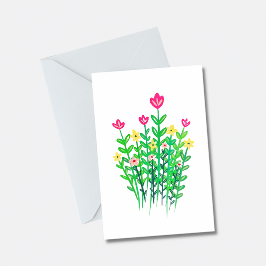 Vertical colorful flowers Greeting Cards