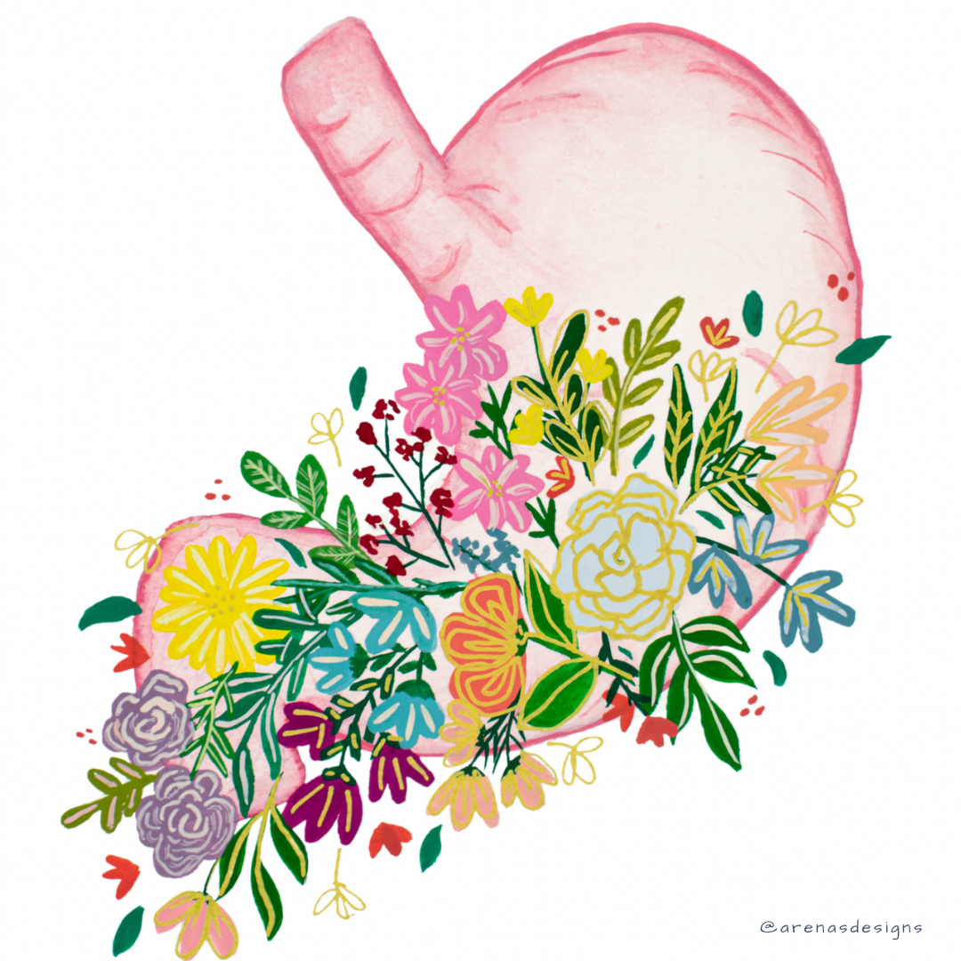 Stomach Medicine & Flowers art print