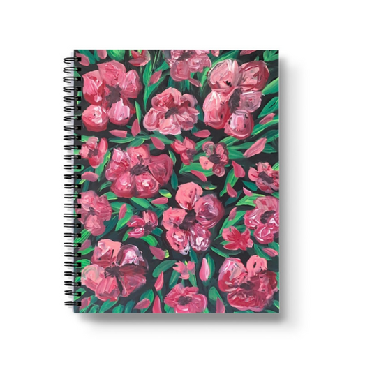 Pink & White Flowers Spiral Lined Notebook