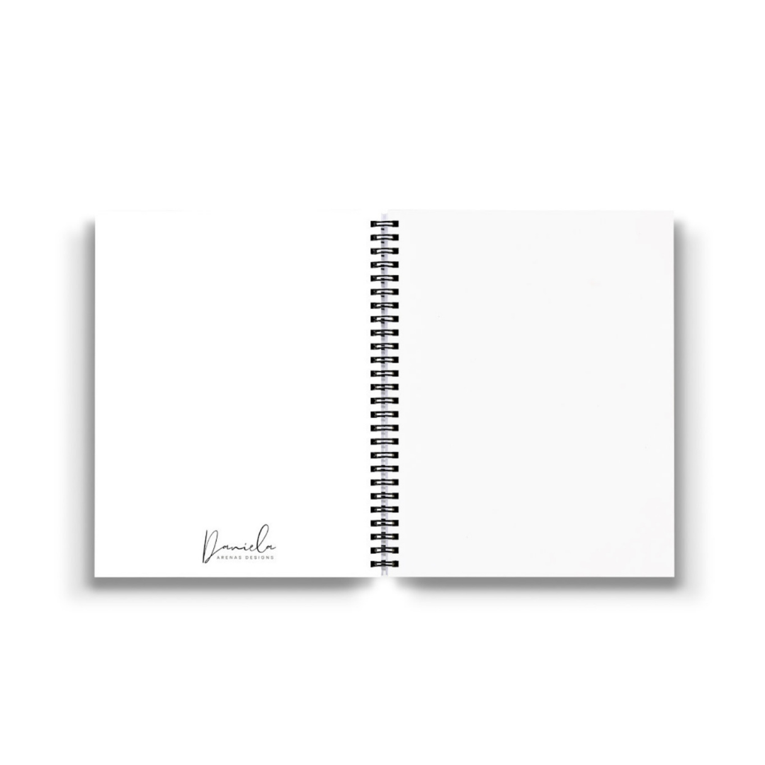White Flowers Spiral Lined Notebook