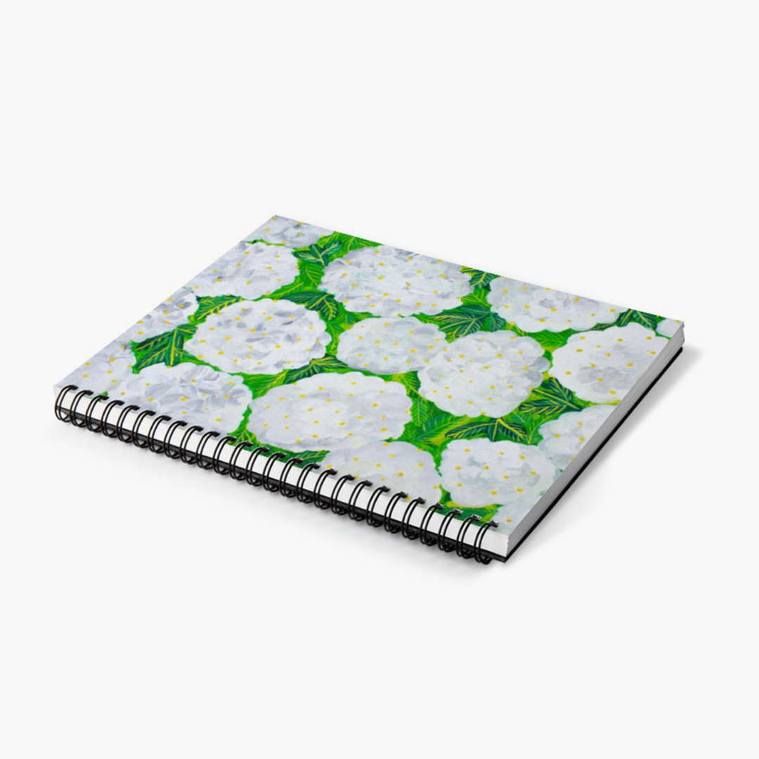 White Hydrangea Spiral Lined Notebook