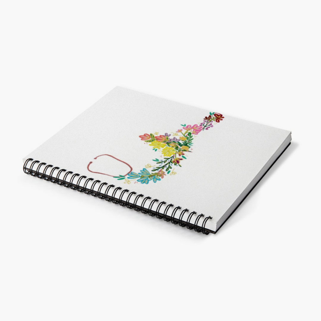 Stethoscope and Ekg Spiral Lined Notebook